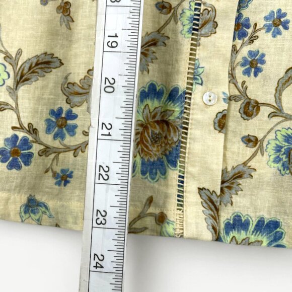 Mango MNG Linen Blend Floral Ivory Boho Button Blouse Shirt Top Women's 6 Small - Picture 8 of 13